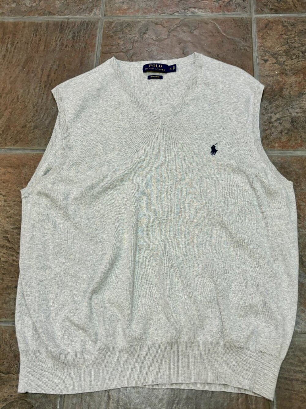 ~~Polo Ralph Lauren 100% Pima Cotton Gray Sweater Vest XL Preppy Classic Polo R